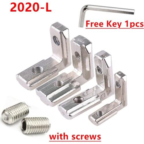 20pcs 2020 T slot Aluminum angle corner bracket interior joint bracket for EU 20series Aluminum Extrusion profile with screw key
