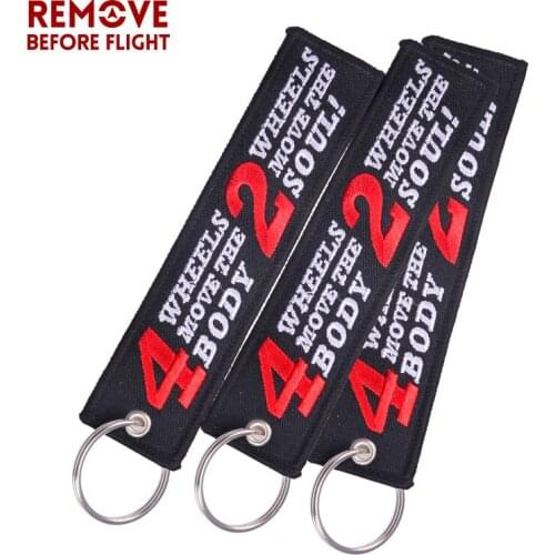 3 PCS/LOT Key Chains for Car and Motorcycle 2 Wheels Move the Soul Novelty Embroidery Key Ring Chain for Motor Bikers Gifts