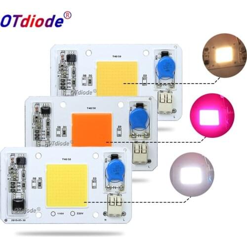 5Pcs High Quality LED COB 50W AC 220V 110V No Need Driver Smart IC DIY LED Floodlight Spotlight White Warm White Red Green Blue