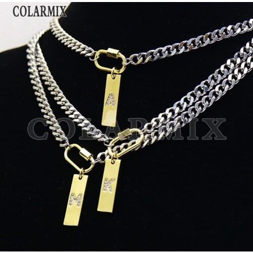 8 Strands 26 letters charms chocker necklace for women alphabets jewelry not fade color metal Gold & White necklace 9709