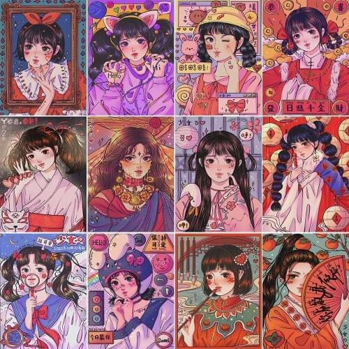 Diamond Embroidery Cute Cartoon Girl Diamond Painting 5D DIY Full Circle Square Diamond Cross Stitch Home Decoration Crafts Gift