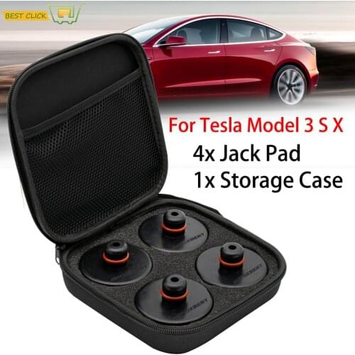 4Pcs Car Rubber Lifting Jack Pad Adapter Tool Chassis W/ Storage Case Suitable For Tesla Model 3 Model S Model X Car Accessories