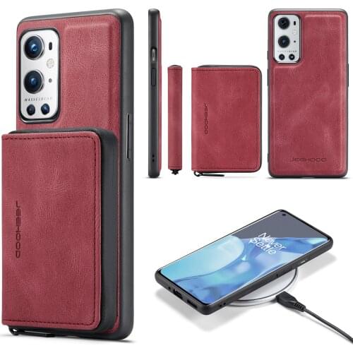Magsafe Case for Oneplus 9 Pro Vegan Leather 2 in 1 Detachable Card Pocket Phone Case Cover for Oneplus 9 Wireless Charging