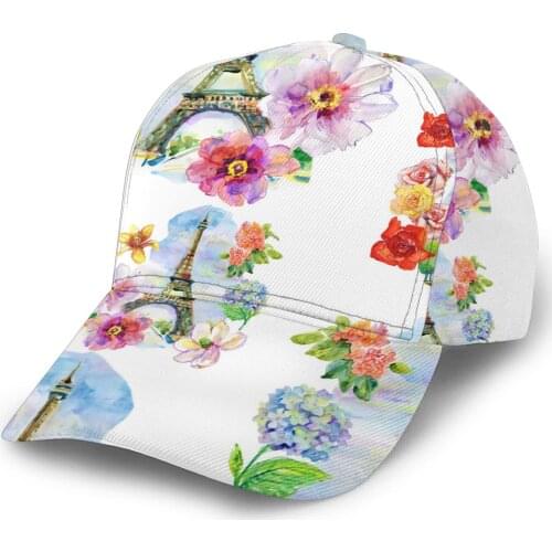 CINESSD Watercolor Flowers And Eiffel Tower Baseball Cap Fashion Men Hat Cap Summer Dad Hat Male Sports Hat