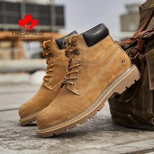 DECARSDZ 2021 Winter Black Genuine Leather Comfy Men Shoes Fashion Men Boots Man New Fashion design outdoor Men Casual Boots