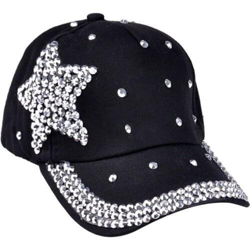 Kids Hat New Baseball Cap Rhinestone Star Shaped Boy Girls Snapback Hat Baby Stuff Black Baby Photography Props Детские Шапочки