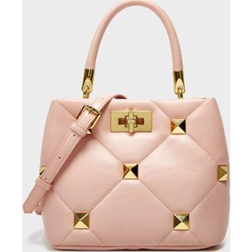 Designer Handbag Street Fashion Womens Bag Studded Check Bucket Bag Ladies Shoulder Messenger Bag Evening Bag Handbags For Women