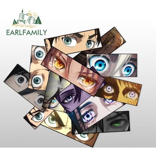EARLFAMILY 13cm for Attack on Titan Eyes Slap Car Accessoires Stickers Caravan Decal Waterproof Motorcycle Laptop RV JDM Decals