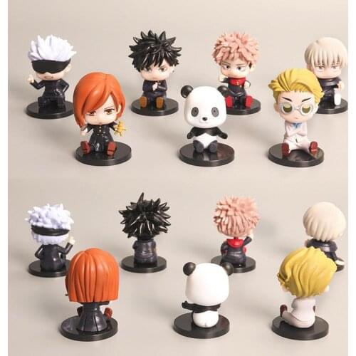 7pcs Q Version Japanese Anime Jujutsu Kaisen Action Figure Model Toy Collection Itadori Yuji Gojo Satoru Cute Sitting Doll Gift