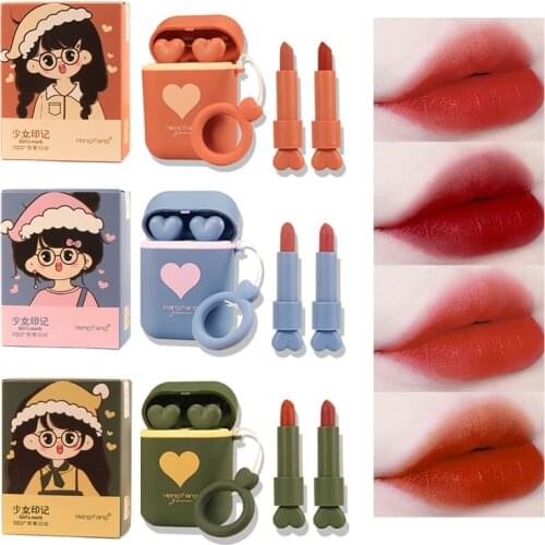 Smooth Matte Texture Lip Gloss 2 Colors Available Lipstick Long-lasting Lips Makeup Sets Exquisite Korean Cosmetics maquillage