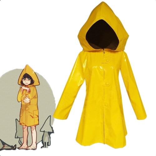 Little Nightmares Six Cosplay Costume Little Nightmare Hungry Kids Little Six Yellow Hoodie Jacket Coat With Hat Party Halloween