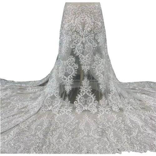 Handmade Beaded Lace Latest African Lace Fabric 2021 High Quality Embroidery French Nigerian Lace Fabrics For Sewing jy-350