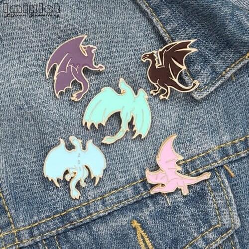 Flying Dinosaur Enamel Pins Wild Animal Custom Adventure Badges Cartoon Brooches Denim Lapel Pin Jewelry Gift for Kids Students