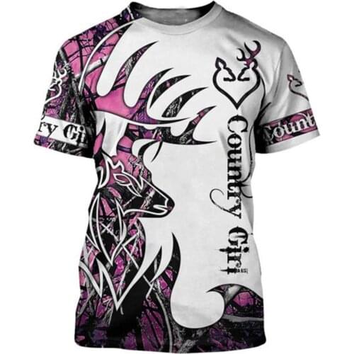 Summer Fashion Animal Country Girl Hunter Colorful 3D Print Men/Women Leisure O-Neck T-shirts / Beach Shorts / Tanks / S-232