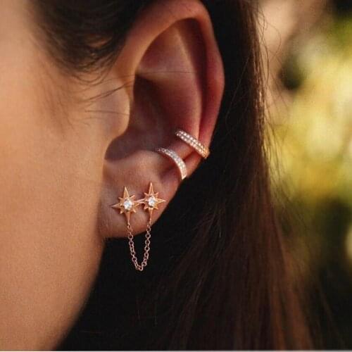 Mini small cuff PAVE double row cubic zirconia half circle 925 sterling silver classic elegant fashion cuff cz ear cuff