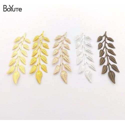 BoYuTe (100 Pieces/Lot) Metal Brass Stamping 19*64MM Olive Leaf Branch Jewelry Accessories Diy Hand Made Materials Wholesale