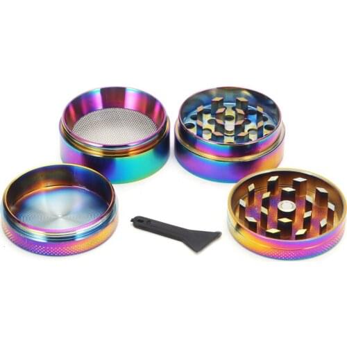Rainbow Herb Metal Grinder 40mm Chicha Tobacco Mill Pipes Accessories Herb Grinders Smoke Cigarette Crusher with Pollen Catcher