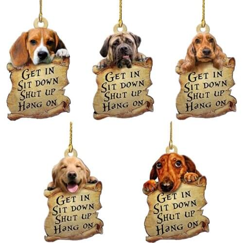 Cute Dog Car Ornaments Acrylic Double-Sided Car Hanging Pendant Car Rearview Mirror Pendant Keychain Home Decoraction Gift