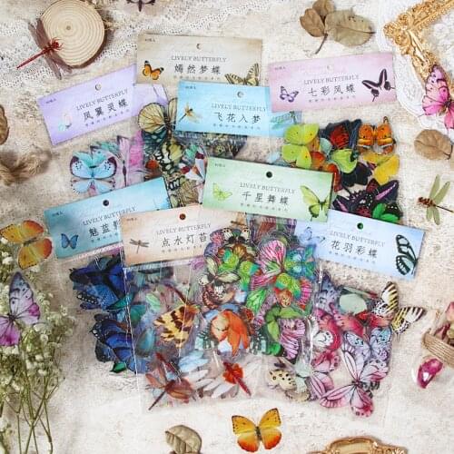 40pcs/ set Kawaii Butterfly Stickers DIY Hand Account Notebook Photo Album Decoration Materials Cute Student Stationery
