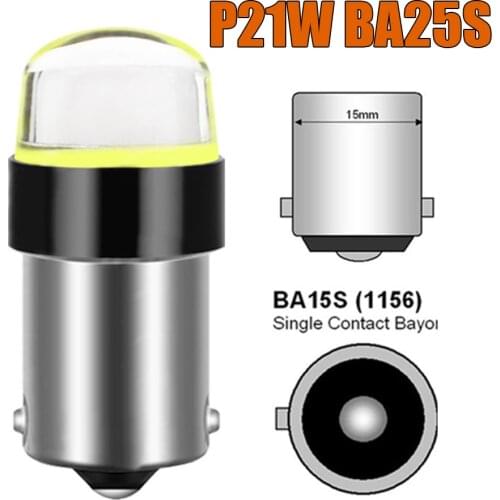 Newest P21w Led Car Light Silica Lens Cob Ba15s 1156 Signal Light High Bright Auto Brake Light Motor Reverse Lamp Bulb White Red