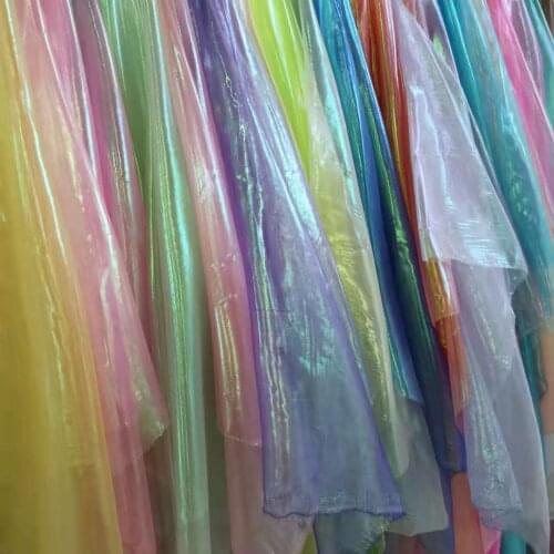 On Sale Organza Magic Color Fabric Organdy Thin Tulle Shiny Craft Cloth Material Decoration 3 Yards