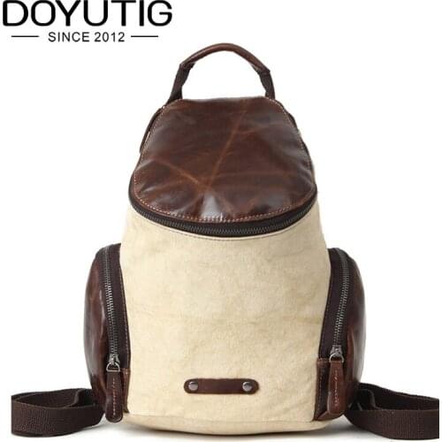 Hot Sale Light Yellow Mens Crazy Horse Leather Knapsack Fashion Male & Female Large Capicity Fashion Double Shoulder Bags H044