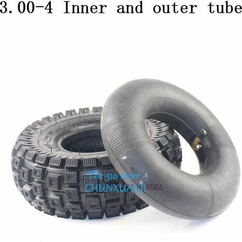 Free shipping Super quality 3.00-4 tire tyre 3.00-4 (10"x3", 260x85) Knobby Scooter, ATV and Go Kart Tire and Tube Set
