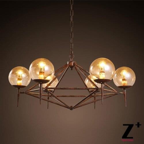 Vintage Rustic Iron E14 Globe Glass Lampshade Industrial chandelier