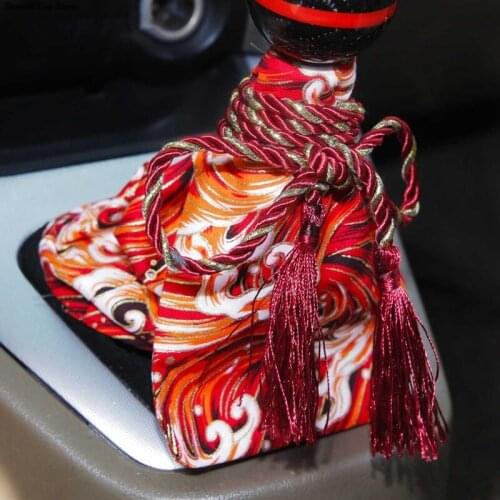 Universal Car Accessories Pattern Style Canvas Katana Shift Lever Dust Cover Racing Black Koi Button Collars Cover Japanese