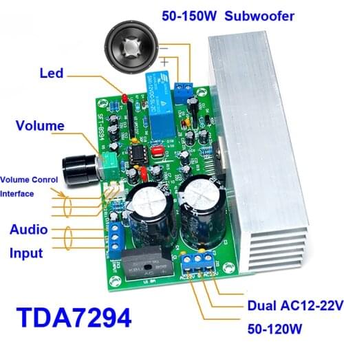 100W TDA7294 NE5532 Super Bass Hifi Audio Amplifier Board Subwoofer 50-150Hz Power Amplificador Dual AC12-22V