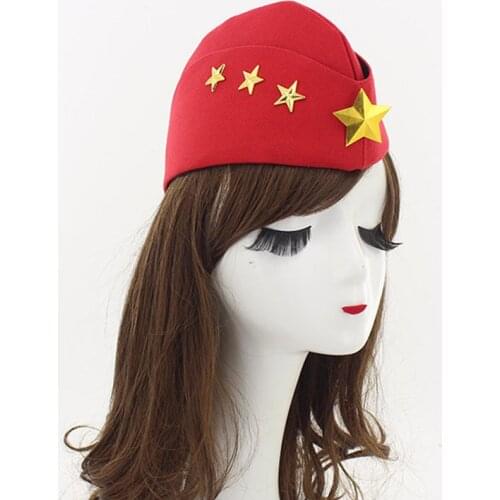 Vintage Red Sailor Hat Women Canvas Boat Hat Army Caps Stewardess Boat Hat Autumn Winter Five Star Chain Beret Military Hats LB