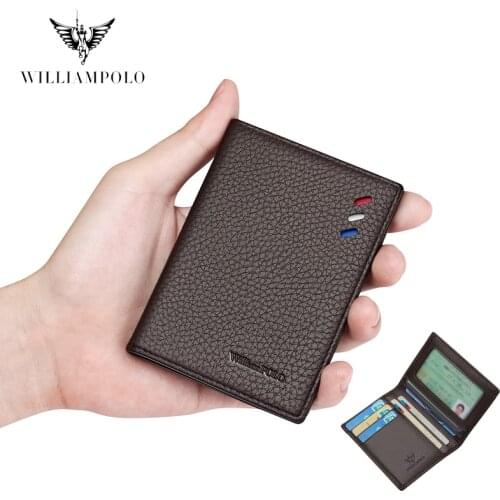 WILLIAMPOLO 2020 New Men Wallet Vintage Small Purse Card Holder Card Wallet Fit Credit Card Luxury Wallet With Gift Box PL205260