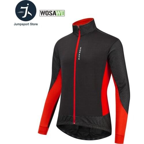 WOSAWE 2020 Winter Cycling Jackets Thermal Fleece Warm Up MTB Bike Jacket Lightweight Windproof Cycling Reflective Windbreaker