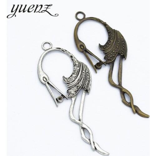 YuenZ 2pcs Metal crane Charms Pendants Fit necklace Jewelry Making 92*34mm D539