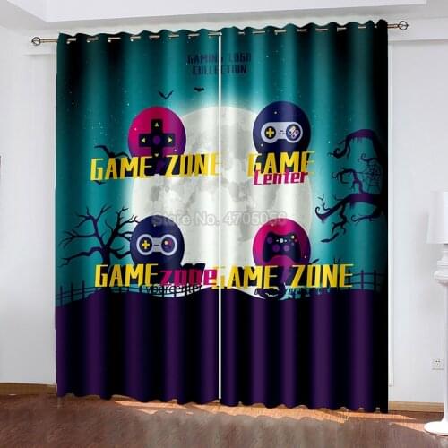 Polyester Blackout Curtains 2 Panels 3D Printed Gamepad 90"x110" Inch Window Drapes Boy Girl Kids Bedroom Living Room Decor Gift