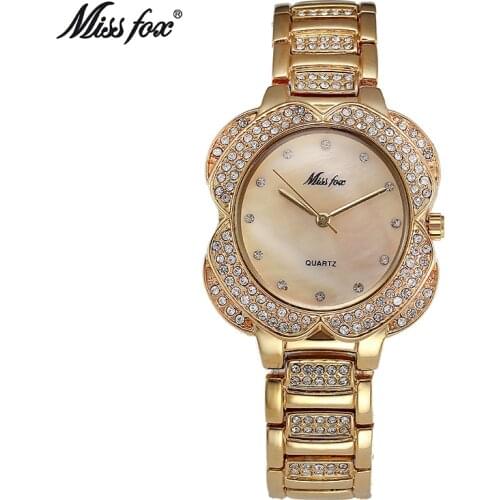 2019 Flower Dial Womens Watches Women Fashion Watch Golden Clock Charms Diamond Gold Quartz Watch Relogio Feminino