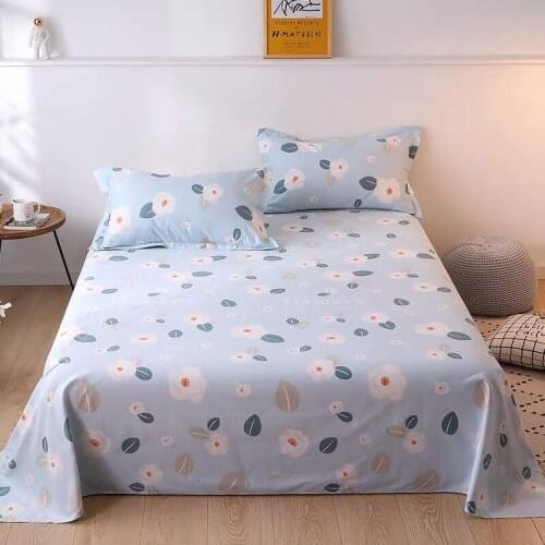 1pc Eco Printed Pure Cotton Bed Flat Sheets Without Pillowcases Nature Healthy Comfortable