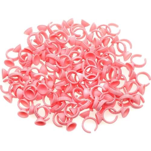 1000pcs wholesale lashes pink plastic holder professional glue cup rings for eyelash extension tool