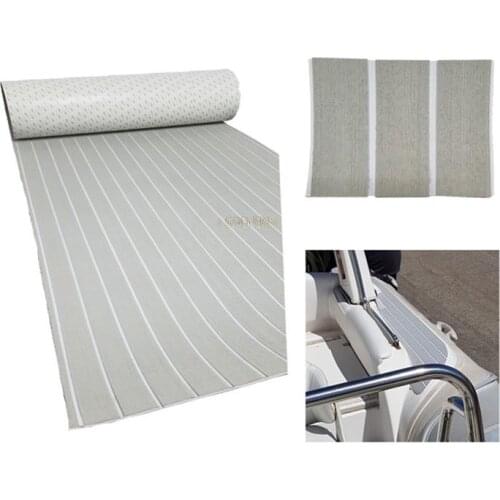 2300*900*6mm Synthetic EVA Deck Faux Teak Flooring Foam Marine Sheet Self-Adhesive Foam Teak Decking Flooring Grey White Lines