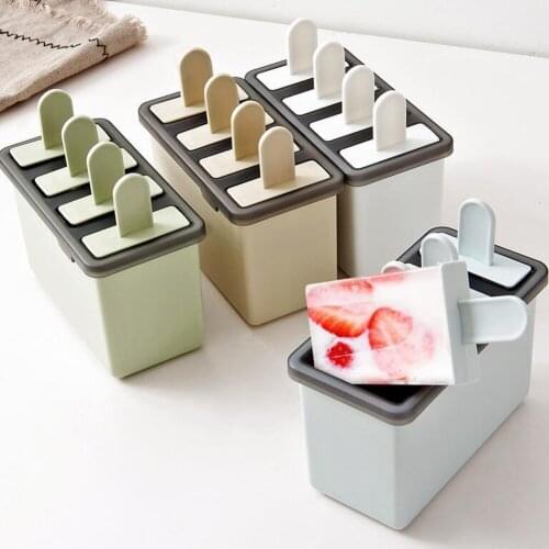 4 Grid DIY Popsicle Classic Ice Cream Mold Tray Frozen Ice Cube Lolly Mould Kitchen Ice Cream Cooking Tools Popsicle Molds