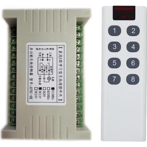 433mhz Universal DC 12V 8 channel RF Wireless Remote Control switch system Receiver Transmitter lighting