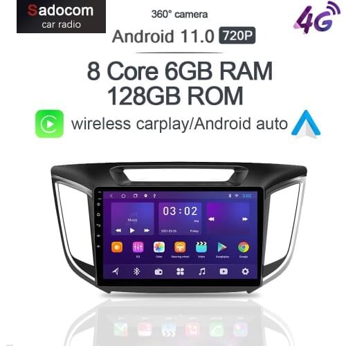 9" 360 Camera Carplay 6G+128G Android 10.0 Car DVD Player GPS WIFI Bluetooth 5.0 RDS autoradio For Hyundai Creta IX25 2015-2019