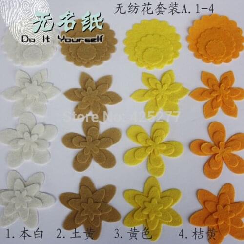 96pcs/bag mixture 2/4/6cm Felt applique non-woven Fabric flower petal sets scrapbooking Accesories 006001006