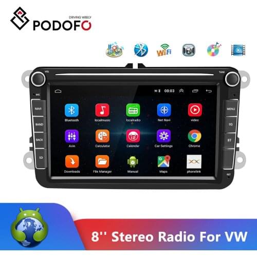 Podofo 2 Din Android GPS Car Radio 8'' TFT Capacitance Touch Screen 2din MP5 Multimedia Player WIFI FM Radio Receiver Bluetooth