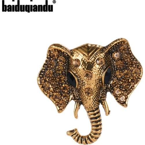 Baiduqiandu Antique Gold Color Plated Vintage Elephant Brooch Lapel Pins