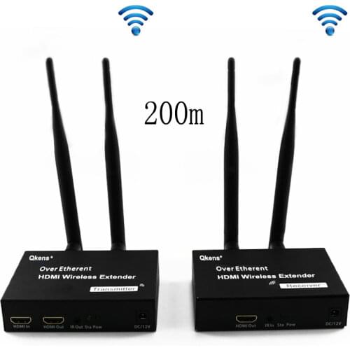 200M Wireless WiFi Transmitter Receiver 5.8GHz 1080P HDMI Local Loop-out with IR Remote Wireless Extender Laptop To TV Monitor