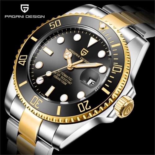 PAGANI Men Watches Automatic Black Watch Waterproof Business Sport Mechanical Wristwatch Stainless Steel Design Brand Luxury