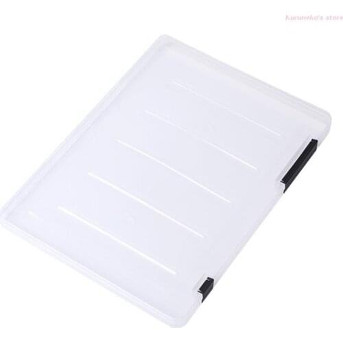 A4 Plastic Portable Case Document File Folder Transparent Paper Organizer Box for Magazines Photos Cards Office Supplies