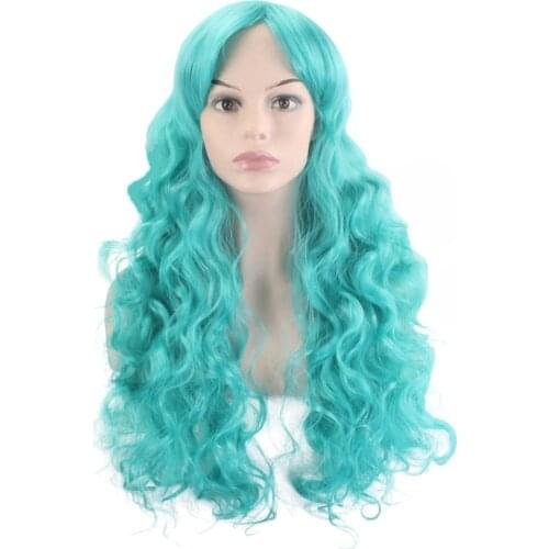 JOY&BEAUTY Long Wavy Wig Synthetic Hair 80cm High Temperature Fiber Cosplay Wig Women Party Wig 28 Colors Blue Pink Brown Black