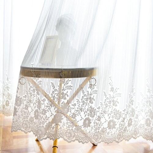 Europe White Lace Tulle Curtains For Living Room Luxury Floral Voile Sheer Curtains Window for Bedroom Kitchen Wedding Decor